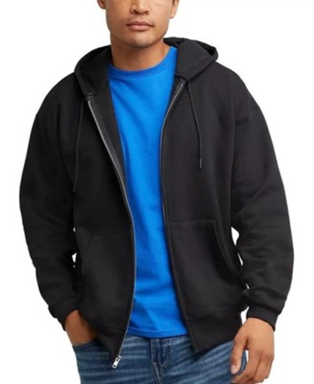 Hanes Ultimate Full-Zip Heavyweight Fleece Hoodie Men's L Black Long Sleeves